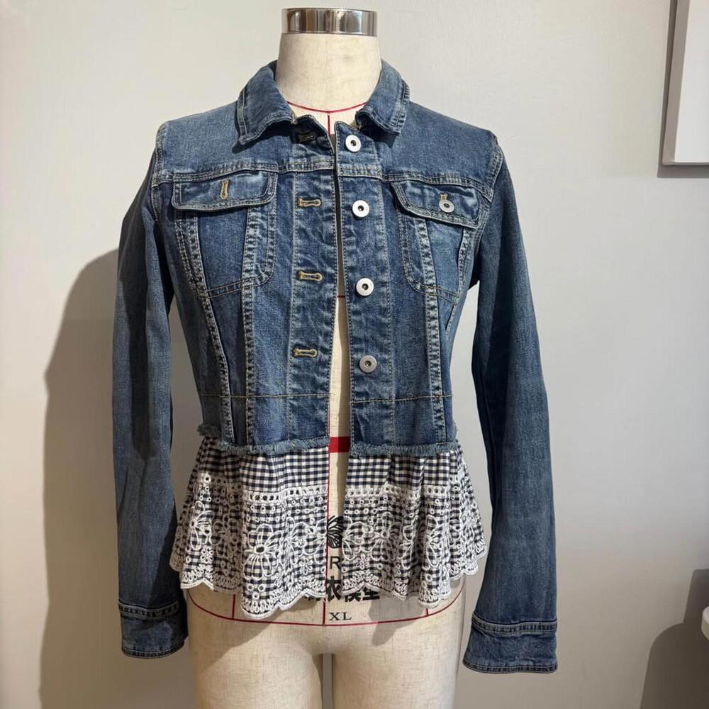 Pilcro and the Letterpress Denim Jacket with Ruffle Women's Size S